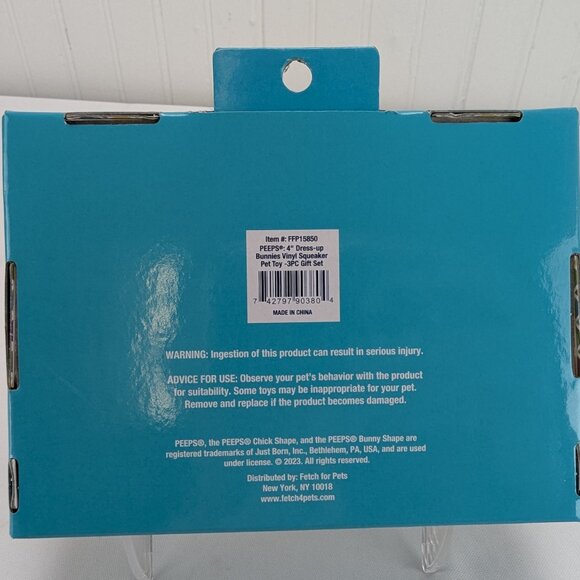 Peeps 3 Pack Vinyl Pet Dog Toy 4" Squeaker Rabbits Yellow Pink Blue Easter New - Picture 5 of 8